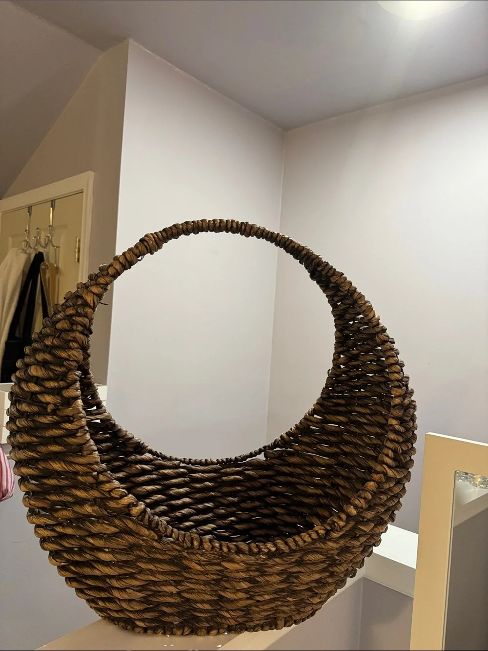 Woven Round Hanging Basket – Brown